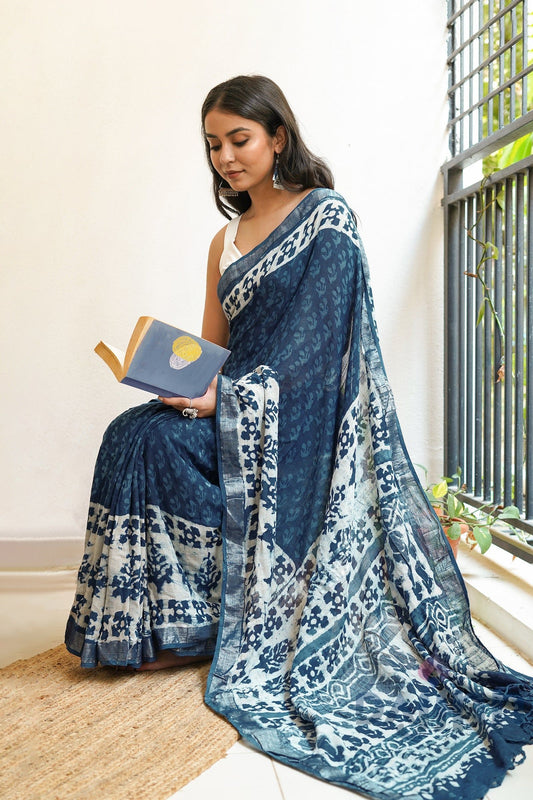 AYSR Boutique Moonlit Linen Saree