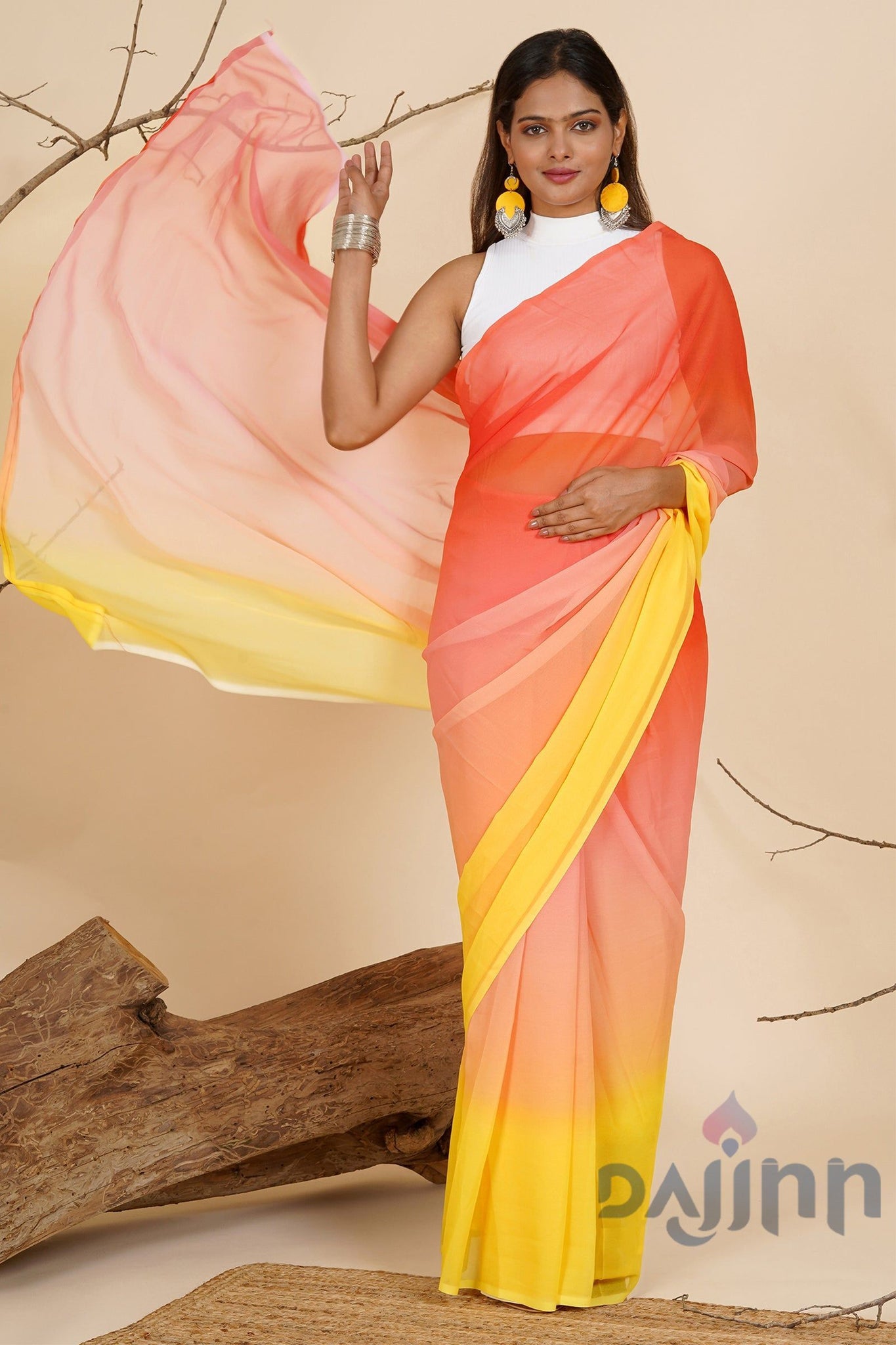 AYSR Boutique Sunset Cascade Pre-Draped Saree