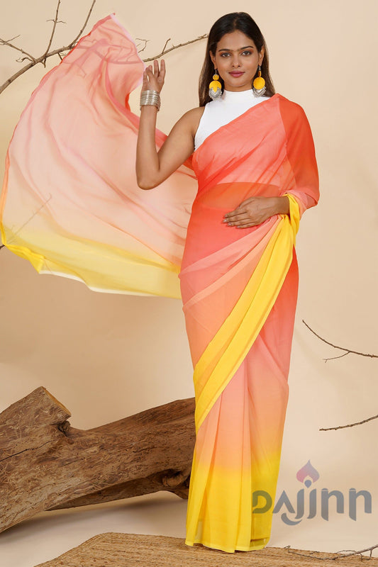 AYSR Boutique Sunset Cascade Pre-Draped Saree