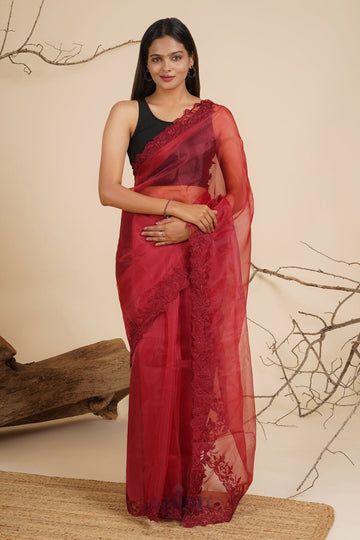 AYSR Boutique Scarlet Whispers Organza Saree