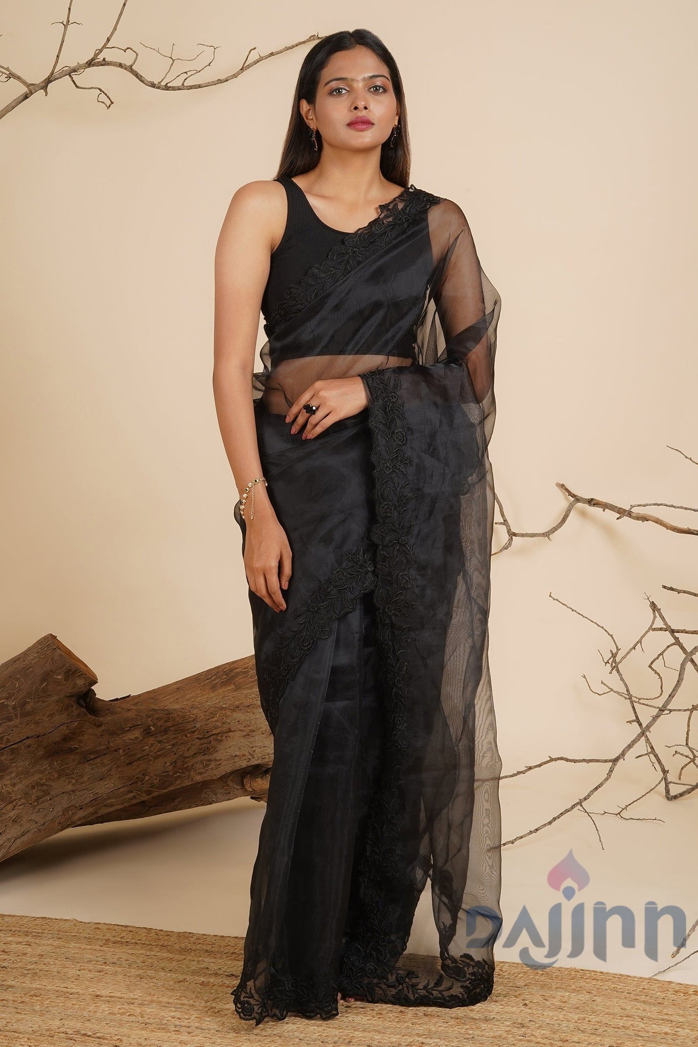 AYSR Boutique Noir Nightfall Organza Saree