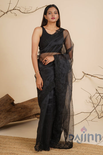 AYSR Boutique Noir Nightfall Organza Saree