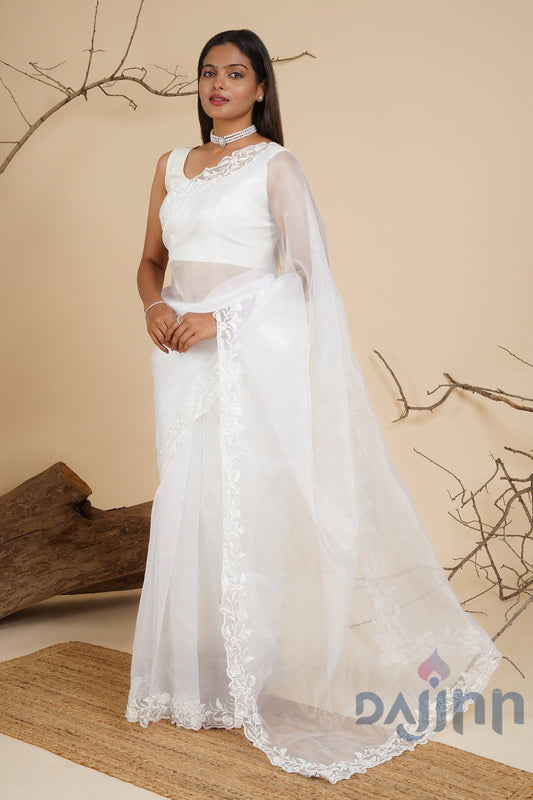 AYSR Boutique Ivory Whisper Organza Saree