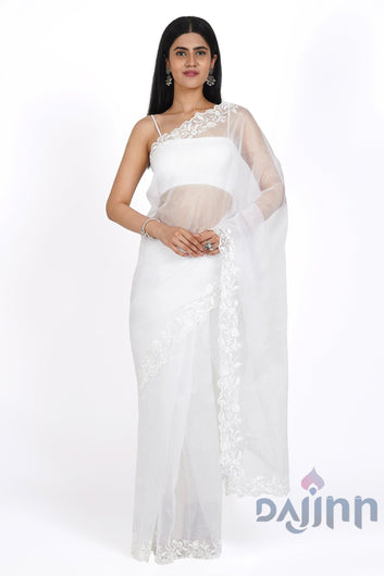 AYSR Boutique Ivory Whisper Organza Saree