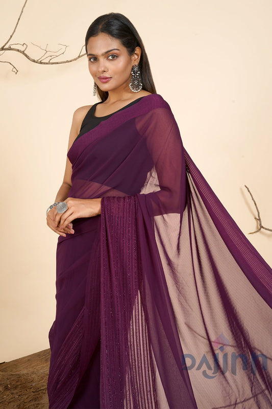 AYSR Boutique Mulberry Mist Pre-Draped Saree