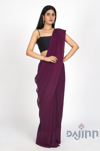 AYSR Boutique Mulberry Mist Pre-Draped Saree