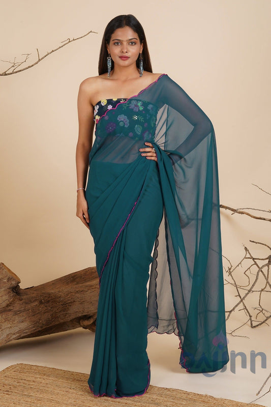 AYSR Boutique Navy Nightfall Georgette Saree