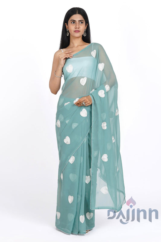 AYSR Boutique Heavenly Sea Green Georgette Saree