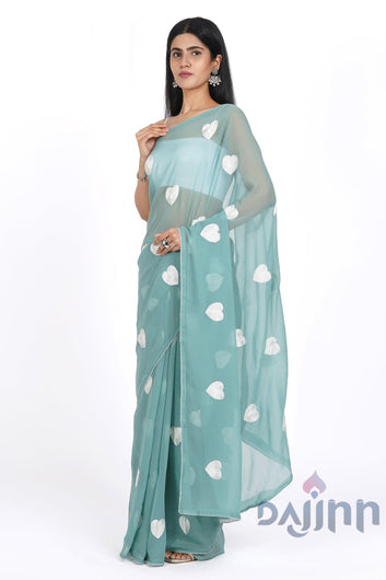 AYSR Boutique Heavenly Sea Green Georgette Saree