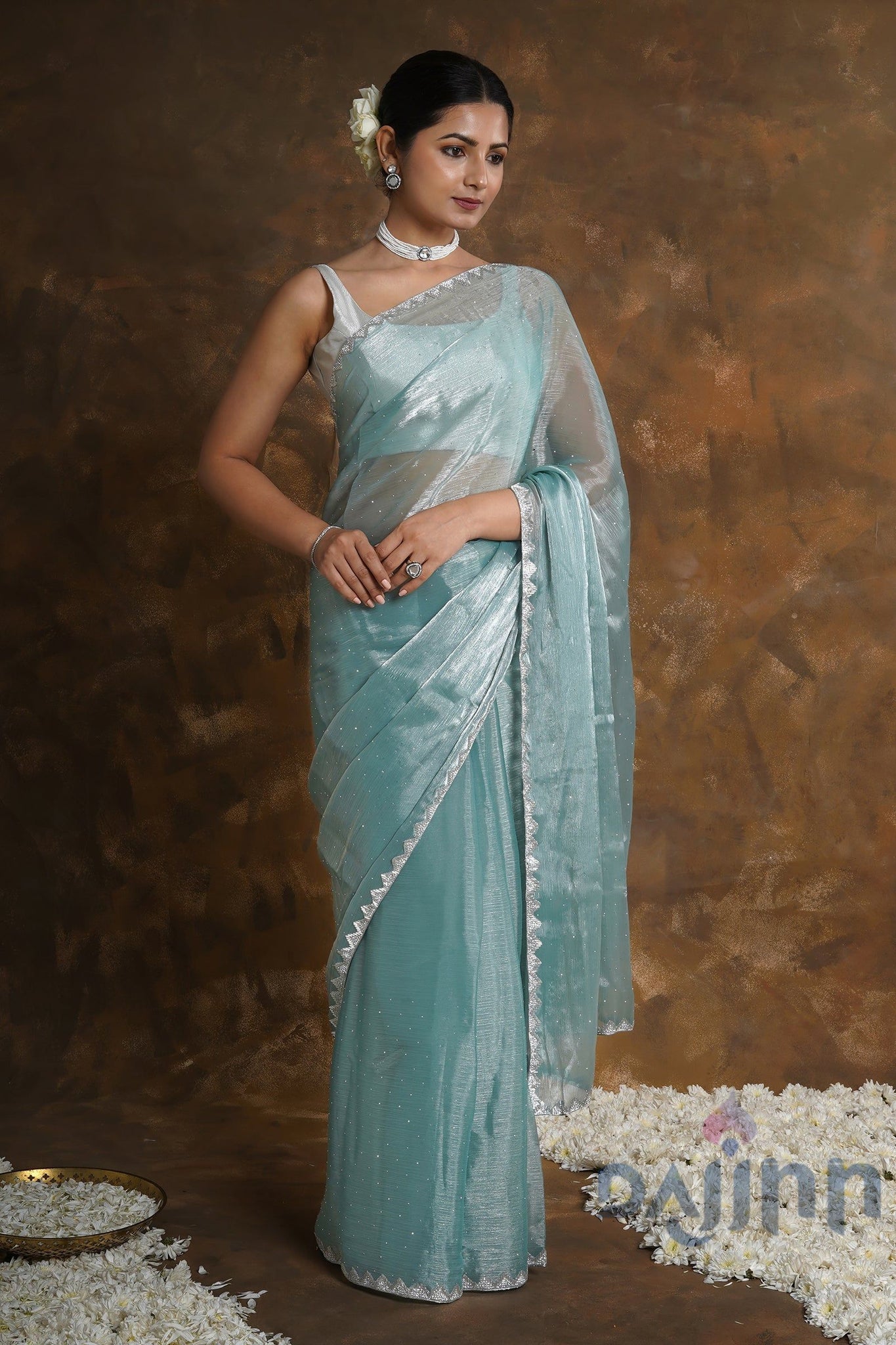 AYSR Boutique Aqua Azalea Tissue Saree