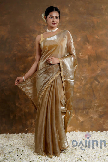 AYSR Boutique Bronze Blossom Tissue Saree