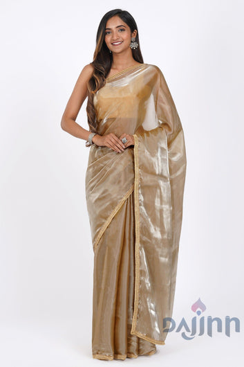 AYSR Boutique Bronze Blossom Tissue Saree