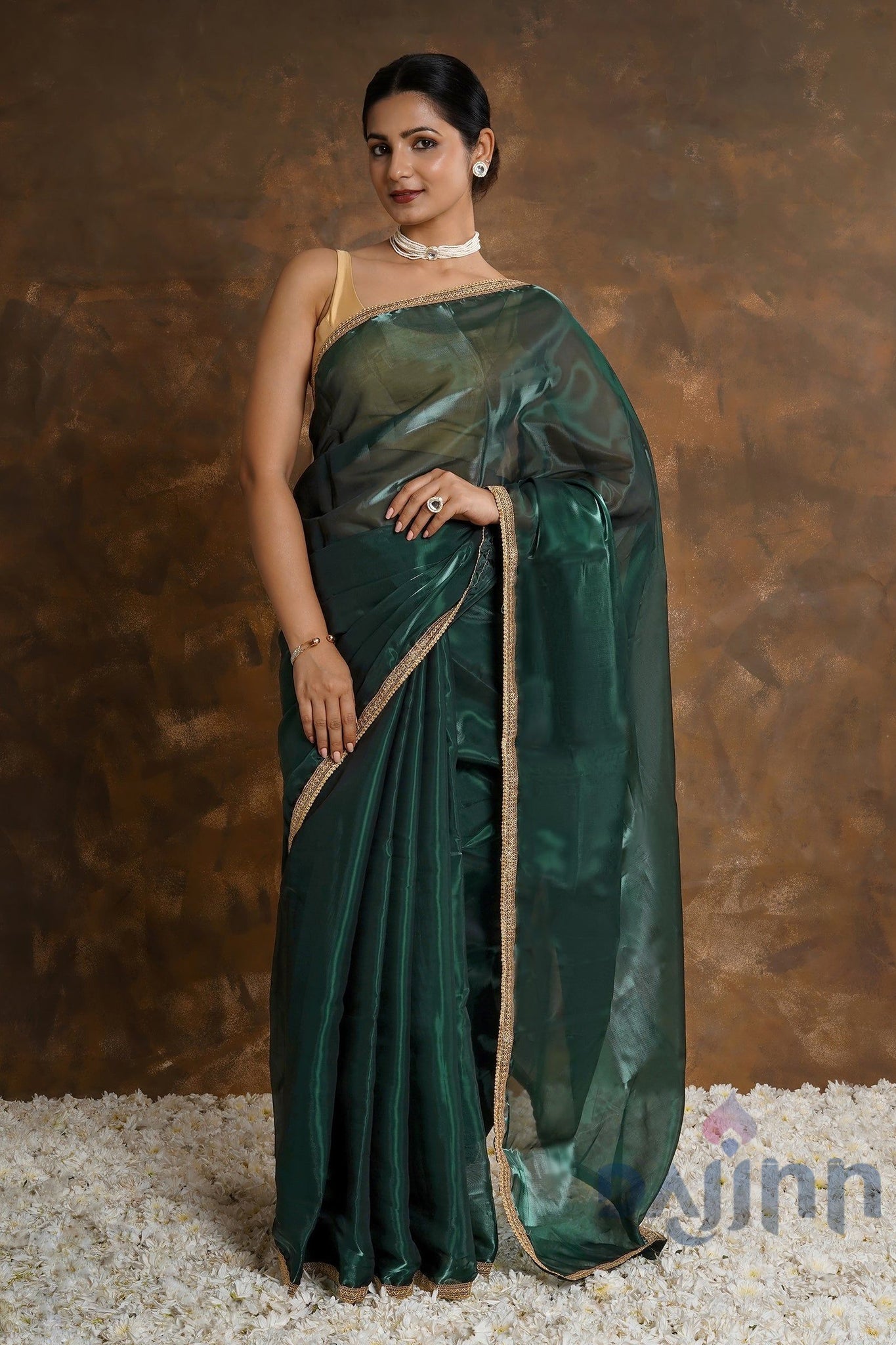 AYSR Boutique Emerald Elegance Tissue Saree