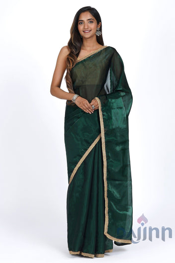 AYSR Boutique Emerald Elegance Tissue Saree