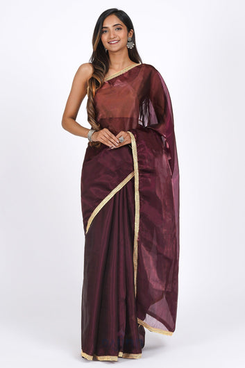 AYSR Boutique Red Velvet Tissue Saree