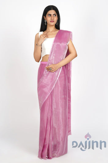 AYSR Boutique Barbie Pink Tissue Pre-Draped Saree