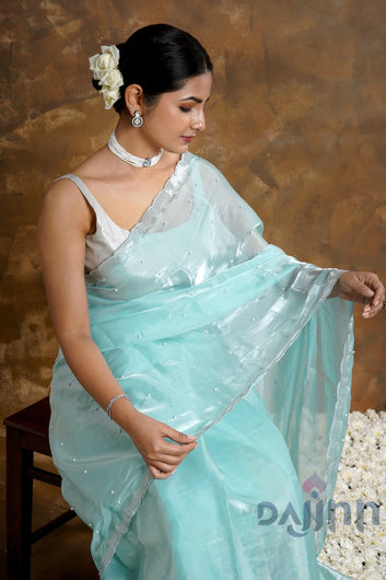 AYSR Boutique Morning Dew Pearl Tissue Saree