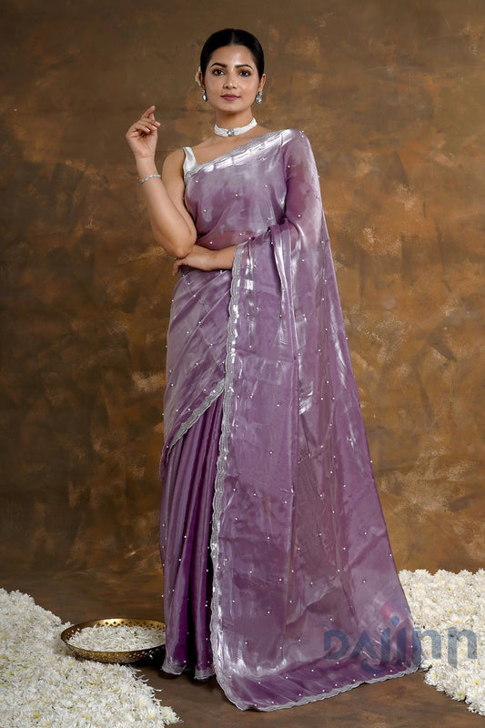 AYSR Boutique Lilac Dream Pearl Tissue Saree