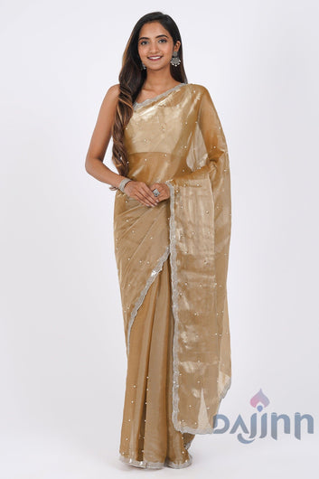 AYSR Boutique Golden Age Pearl Tissue Saree