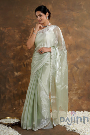 AYSR Boutique Vaishnavi Green Tissue Saree