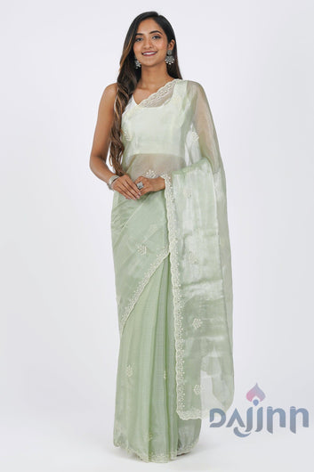 AYSR Boutique Vaishnavi Green Tissue Saree