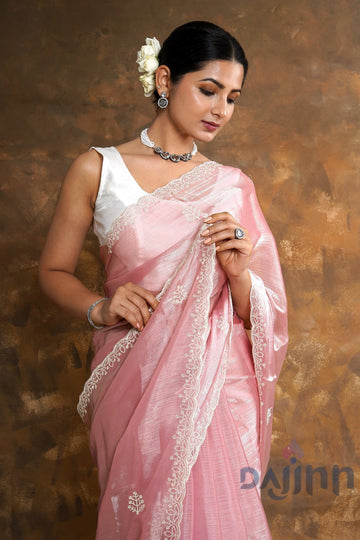 AYSR Boutique Bhavna Blush Pink Tissue Saree