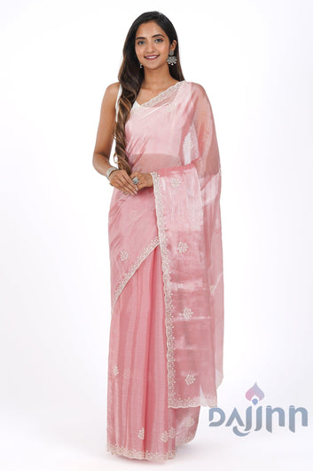 AYSR Boutique Bhavna Blush Pink Tissue Saree