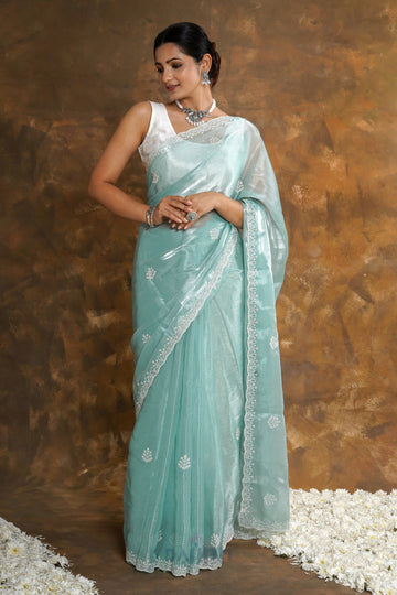 AYSR Boutique Pravallika Blue Tissue Saree