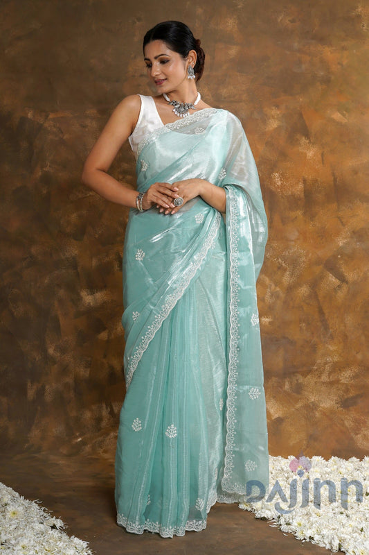 AYSR Boutique Pravallika Blue Tissue Saree