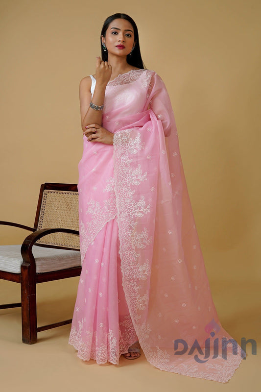 AYSR Boutique Utsa Embroidered Organza Saree