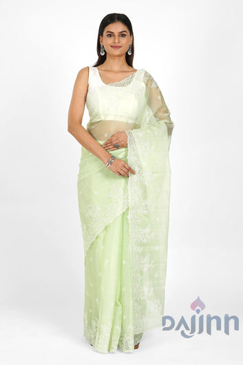 AYSR Boutique Rabiya Embroidered Organza Saree