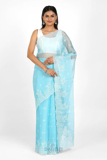 AYSR Boutique Vrishti Embroidered Organza Saree