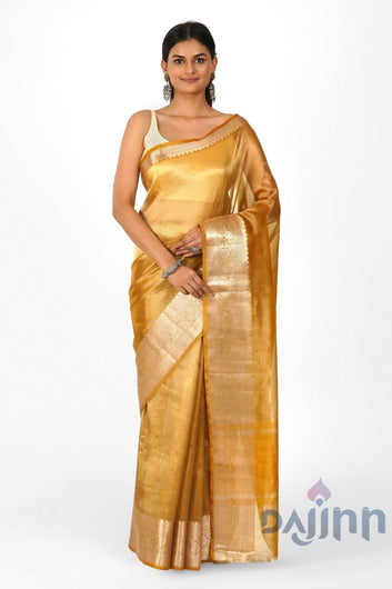 Kanika Mustard Banarasi Tissue Saree