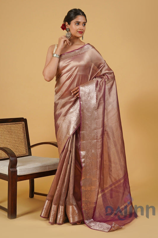 Manikarnika Magenta Banarasi Tissue Saree