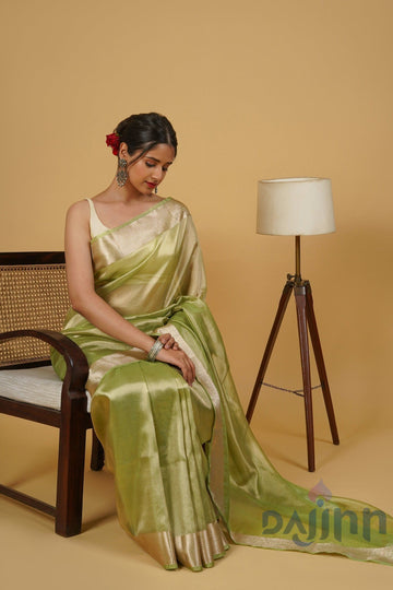 Tulsi Green Banarasi Tissue Saree