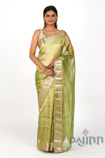 Tulsi Green Banarasi Tissue Saree