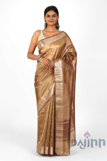 Sadhna Brown Banarasi Tissue Saree