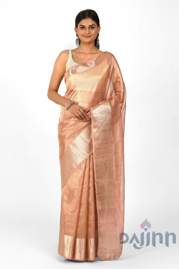 Nirvana Peach Banarasi Tissue Saree