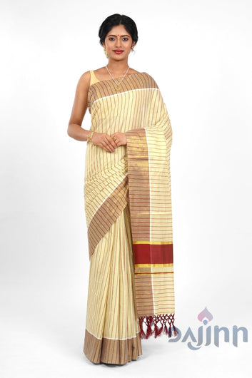 AYSR Boutique Bharathpuzha Kerala Tissue Maroon Saree