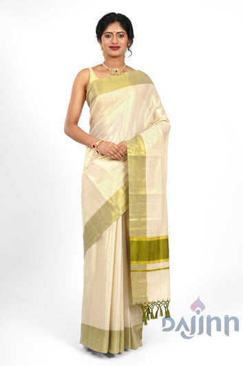 AYSR Boutique Valapatnam Kerala Tissue Light green Saree