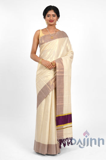 AYSR Boutique Vamanpuram Kerala Tissue Violet Saree