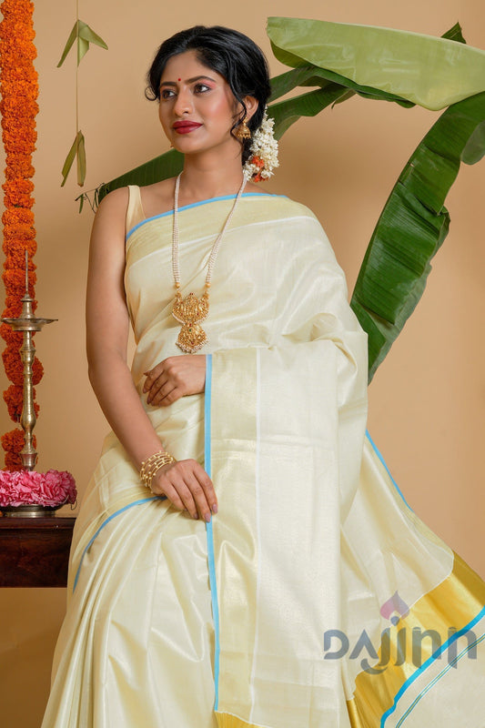 AYSR Boutique Dal Kerala Tissue Blue saree