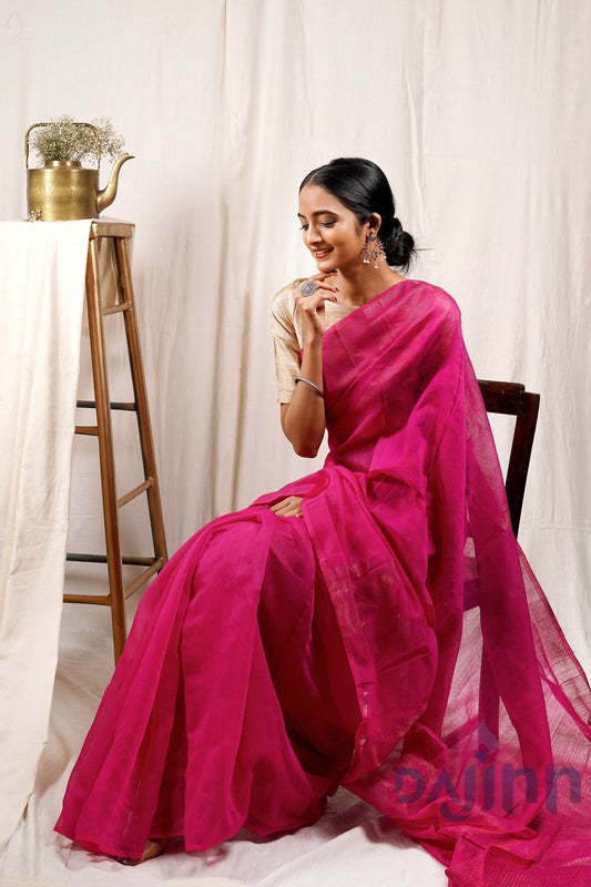 AYSR Boutique Fuschia Love Cotton Silk Zari Saree