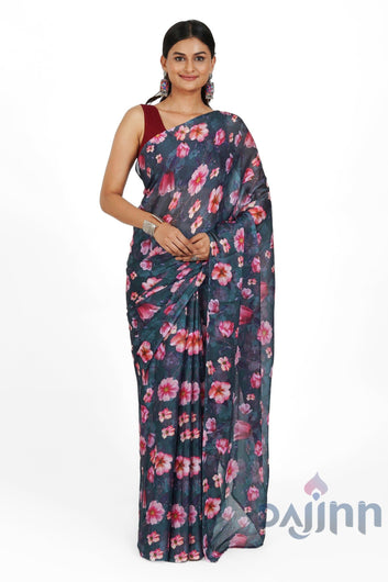 AYSR Boutique Midnight Dreams  Digital Print Chiffon Saree