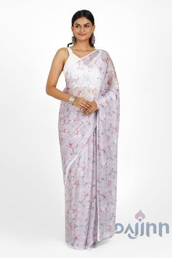 AYSR Boutique Misty Dusk Digital Print Chiffon Saree