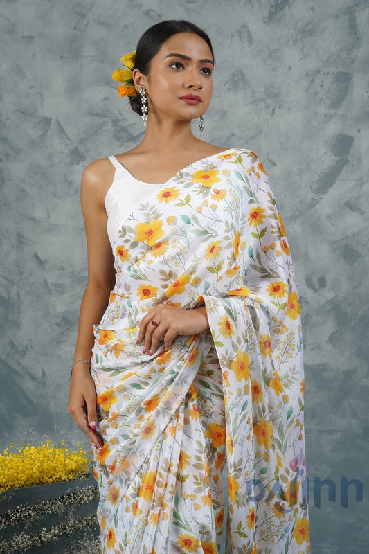 AYSR Boutique Sunshine Serenade Digital Print Chiffon Saree