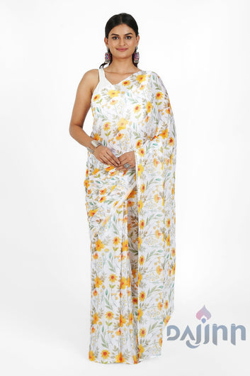 AYSR Boutique Sunshine Serenade Digital Print Chiffon Saree