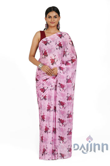 AYSR Boutique  Lilac Blossom Digital Print Chiffon Saree