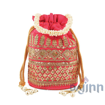 AYSR Boutique Pink Embroidered Potli Bag