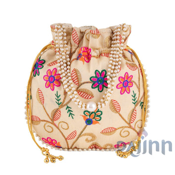 AYSR Boutique Gardenia Multicoloured Embroidered Potli Bag